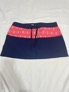 Patagonia Navy Skort with Coral Pink Geometric Waistband